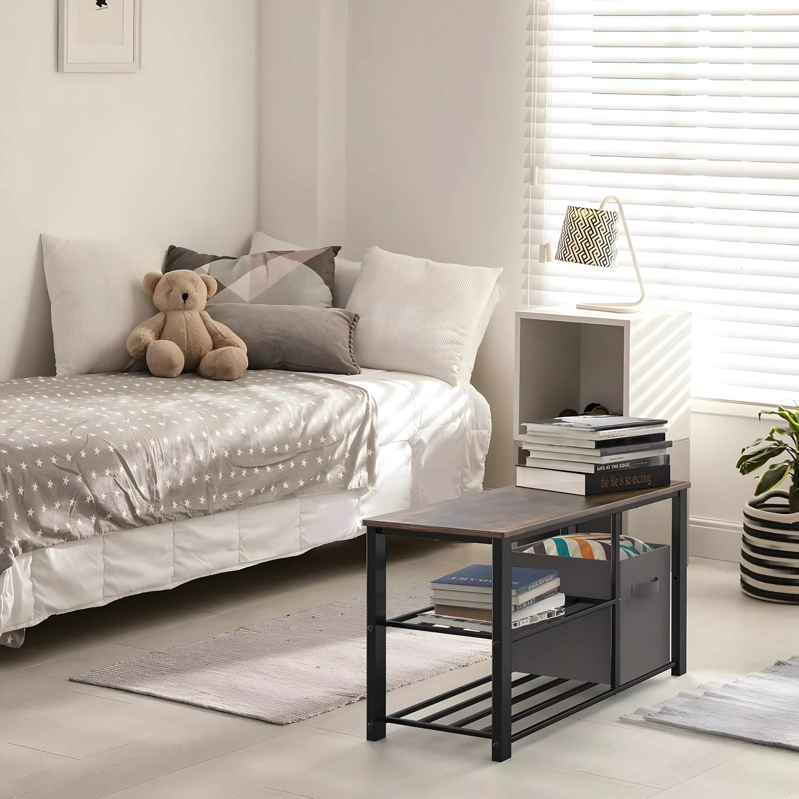 Rustiva Simple Houseware 2 Tier Shoe Bench Rack - Image 4