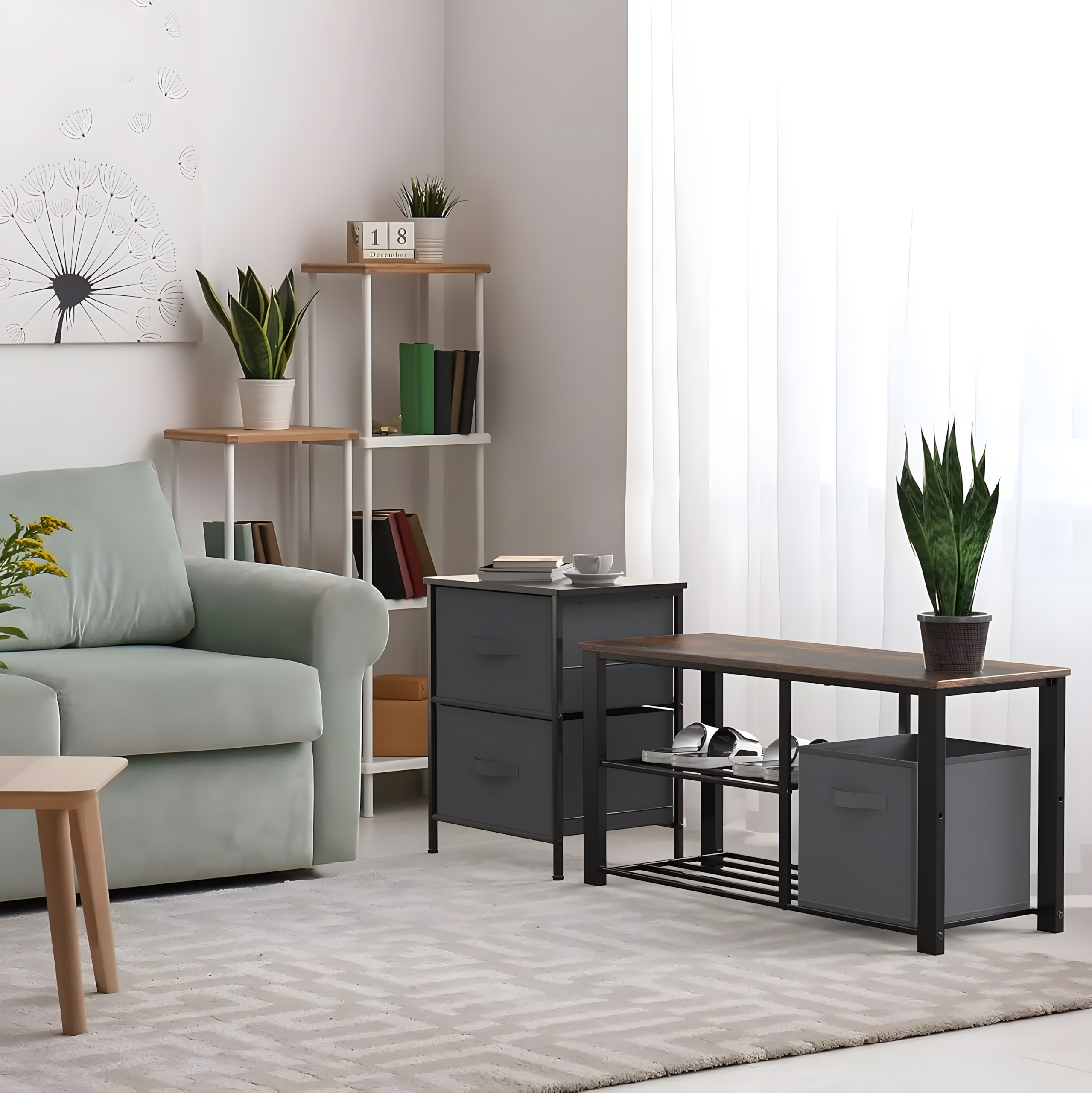 Rustiva Simple Houseware 2 Tier Shoe Bench Rack - Image 5