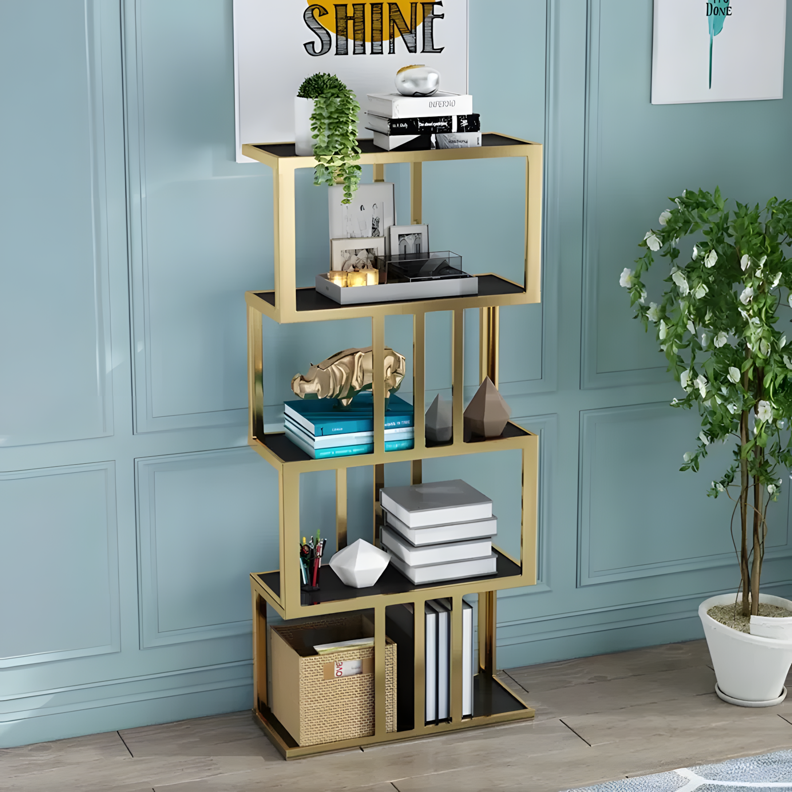 Solos Lounge Living Room Bookcase Organizer Storage Rack Decor-Special - Image 2