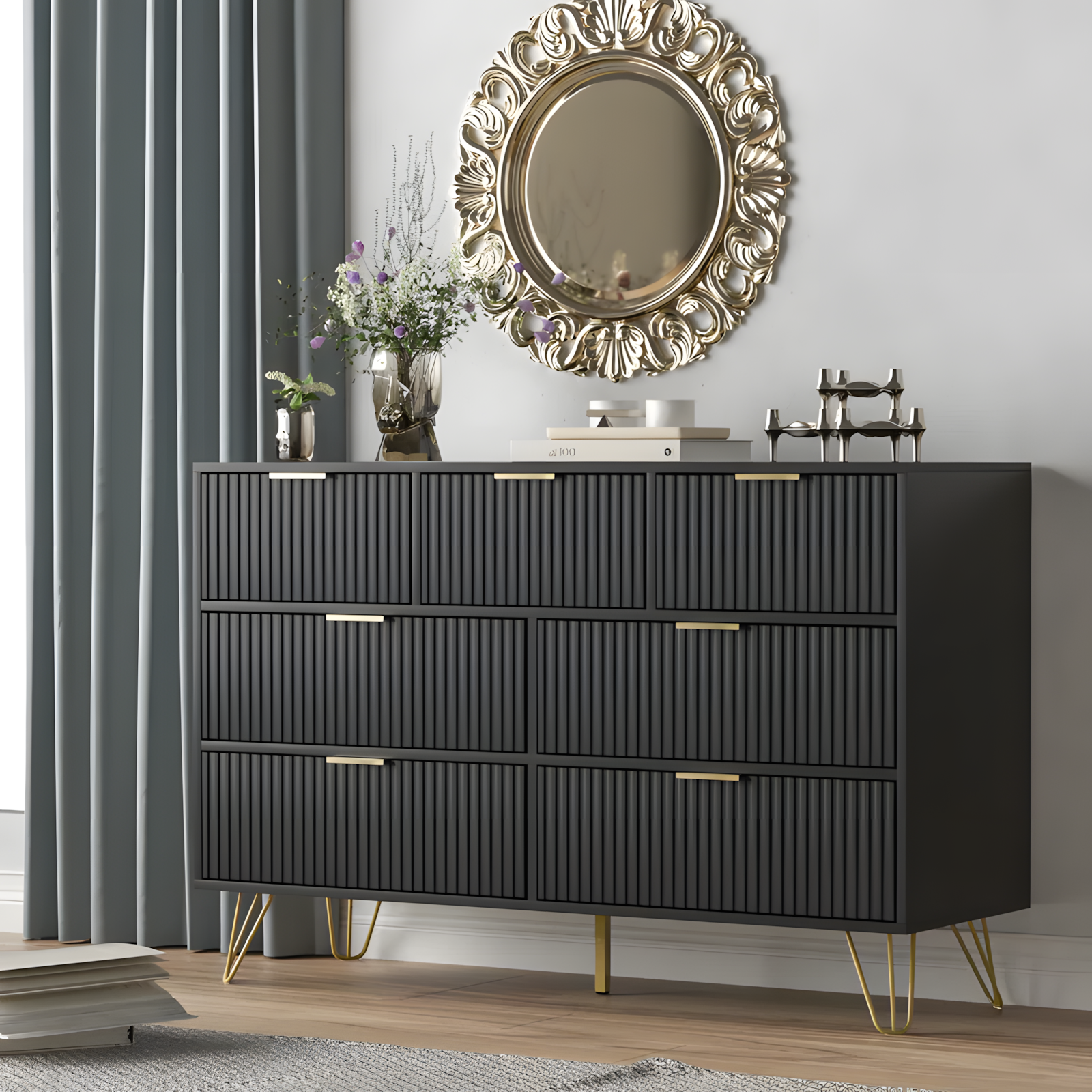 Vilinda Dresser Drawer Storage Organizer Decor Console Table