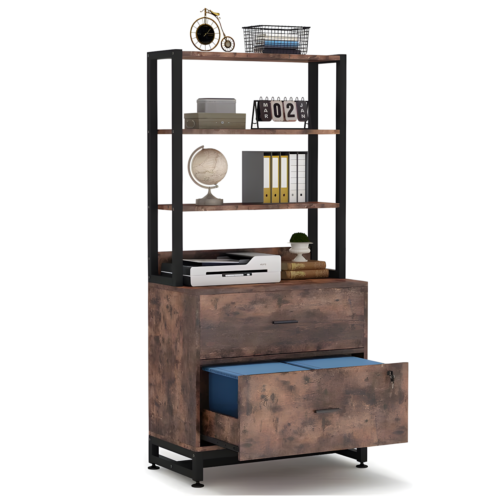 Kazoraa Living Lounge Office Storage Organizre Bookcase Drawer Lock Rack - Image 4